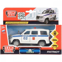 Машина "UAZ Patriot. Полиция" белая, инерционная, металл 12см (открывающиеся двери)