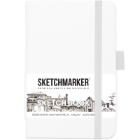 Скетчбук 9х14см 80л 140г/м2 белый, на резинке, твердая обложка "Sketchmarker" 2314101SM