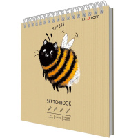 Скетчбук 19х19см 30л 180г/м2 "Draft and Craft. Bumblebee" евроспираль, крафт-обложка ТСК305452