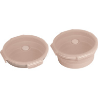 Ланчбокс 0,55л 140х65мм складной круглый, силикон, бежевый 8090408