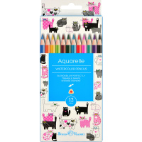 Карандаши акварельные 12 цветов "HappyColor" трехгранные, картон, 6 видов 30-0066