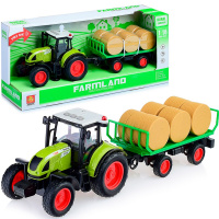 Трактор с тележкой и сеном на батарейках, пластик 17х11х9см (свет, звук) WY900E