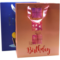 Пакет подарочный "С Днем рождения" 32х26х12см 4 вида 11555-24