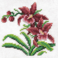 Набор для вышивания "Дикие орхидеи" 13х13см (ткань со схемой, нитки, бисер, игла) 8-124