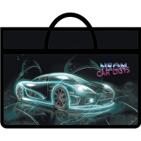 Папка с ручками А3 470х335х50мм "Neon car" на молнии пластик ПМ-А3-26 Папка с ручками А3 470х335х50мм "Neon car" на молнии пластик ПМ-А3-26