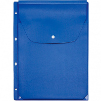 Папка-конверт на кнопке А4 пвх, перфорация, с расширением 2,5см, голубая 2308-117