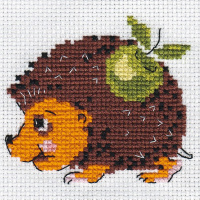 Набор для вышивания "Ежик" 10х10,5см (канва, нитки, игла, схема) 0-001