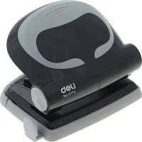 Дырокол "Vivid" 20л 2-отв, d-6мм, пластик серый/черный E0113