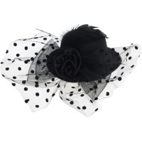 Шляпа 13см с перьями и вуалью, черная Y2478-15