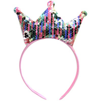 Ободок Корона 17х21см с пайетками, розовый XNH21-53