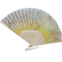 Веер 21см желтый, с кисточкой, органза/дерево Y10613-24