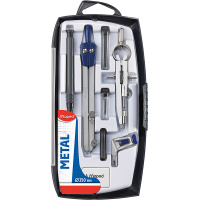 Готовальня 8 предметов (циркуль, кронциркуль, насадка, карандаш, ластик, точилка, грифели) 197514