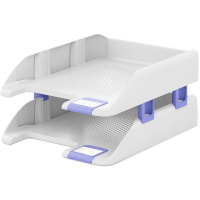 Набор из 2-х лотков горизонтальных "Forte Pastel" 28х17х35см белый с фиолет. вставкой, пластик 55567