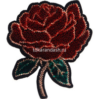 Термоаппликация с вышивкой и стразами "Роза" 9х7,5см Y8026-18