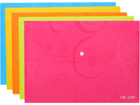 Папка-конверт на кнопке А4 0,18мм "Deco" 5 цветов E39640