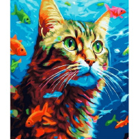 Живопись по номерам (акрил) 40х50см "Чудесный сон кота" сложность 4, холст на подрамнике МСА2086