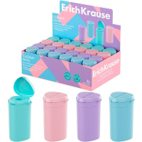 Точилка 1 отв. "ClickUp Pastel" 28х50х28мм с контейнером, пластик, 4 цвета 60067