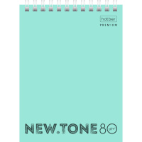 Блокнот А6 80л "NEWtone Pastel Мята" клетка, на спирали сверху, пластиковая обложка 061931