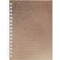 Записная книжка А6 80л клетка на спирали, бумвинил металлик золото 80ЗК6бвВ1гр