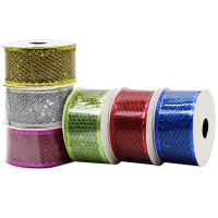 Лента упаковочная органза 3,8см х 2,7м блестящая, 6 цветов Y10013-24