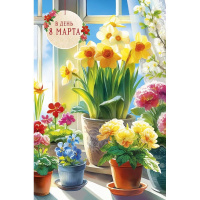 Открытка "В День 8 Марта" средний формат 183х121мм 0820.416