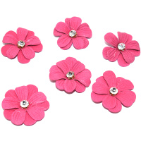 Цветок декоративный Фиалка 4см с камнем, малиновый 6шт/уп. Y9512-19