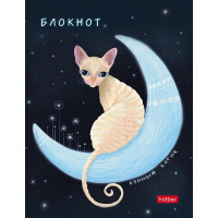 Бизнес-блокнот А6 80л "Лунный кот" клетка 7БЦ 80ББ6В1_23809