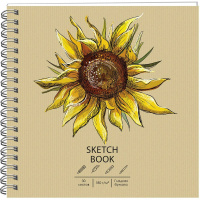 Скетчбук 19х19см 30л 180г/м2 "Draft and Craft. Sunflower" евроспираль, крафт-обложка ТСК305306