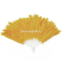 Веер с перьями 23см коричневый, пластик Y10616-24