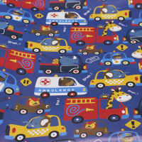 Бумага упаковочная 70см х 1м "Детская тематика. Зверята и транспорт" односторонняя BJ7071