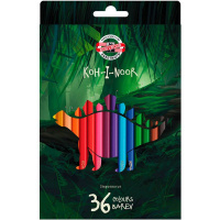 Карандаши 36 цветов "Dino" шестигранные дерево, картон 3595