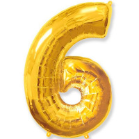 Шар воздушный 102см (40"), Цифра "6" фольга, золото 754658