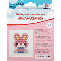 Аквамозаика "Зайчик" 15х15х3,5см №12 (бусины, основа, трафарет, бутылка с распылителем) AQB-01/12