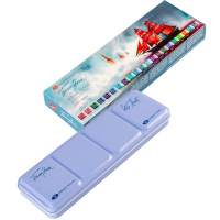 Краски акварельные 21 цвет "Грануляция" 2,5мл кюветы с палитрой в металлическом пенале 191202243