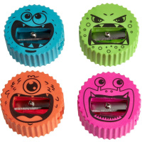 Точилка 1 отв. "FunGraphix. Monsters" 40х40х18мм с ластиком, пластик 4 вида 42-0060