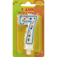 Свеча д/торта "Голубое конфетти" 7, 7см 107560