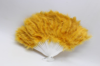 Веер с перьями 23см коричневый, пластик Y10616-24