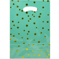 Пакет подарочный "Звезды" 21х30см фольга бирюзовый Y10435-24