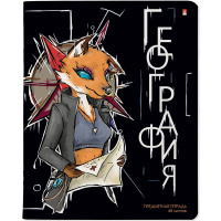 Тетрадь А5 48л клетка География "Зверобудни" на скобе матовая ламинация Soft Touch 7-48-1254/07