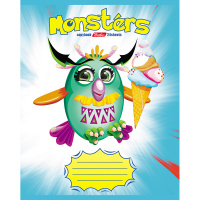 Тетрадь А5 24л клетка "Монстрики" на скобе 24Т5В1/046967