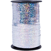 Лента упаковочная 0,5см х 1м, голография, серебро Y7025-18