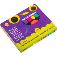 Пластилин 12 цветов 144гр. "Играй. Неоновые цвета" восковой, со стеком, картон LPMCF-0112