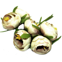 Цветок декоративный Пион 4,5см кремовый 6шт/уп. Y4841-17