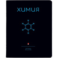 Тетрадь А5 48л клетка Химия "Simple black" на скобе матовая ламинация Soft Touch 7-48-1225/06