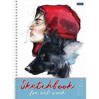 Скетчбук А4 21х29,7см 50л 100г/м2 "Фея и волк" спираль, твердая обложка 075971