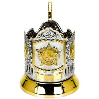 Подстаканник "Орден Победы" со стаканом, позолоченный, в подарочном футляре 740035