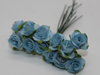 Цветок декоративный Роза 1,5см светло-голубый 12шт/уп. Y3918-16