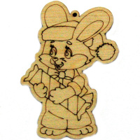 Подвеска "Заяц с конфетой" 9см фанера 3мм 710018