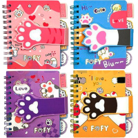 Блокнот 100х112мм 65л "Лапки" клетка/линия, на спирали, на липучке, цветной блок, 4 дизайна M-3217