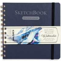 Скетчбук 16х16см 25л 200г/м2 "Fin" акварельная бумага, на спирали, на резинке, твердая обложка,синий